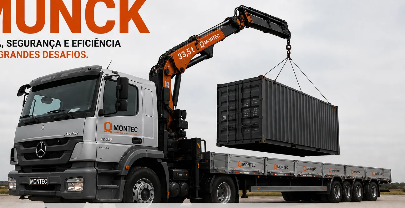 Caminhão Munck Montec para içamento e transporte